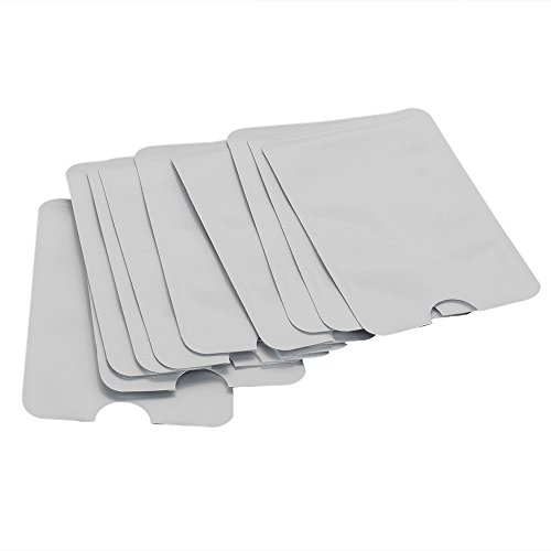 BQLZR N12172 - Fundas para tarjetas de crédito y pasaportes (impermeables, protección RFID contra robos, 10 unidades), plata