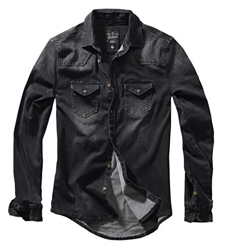 Brandit Riley Denimshirt Camisa, Schwarz (Black 2), XX-Large para Hombre