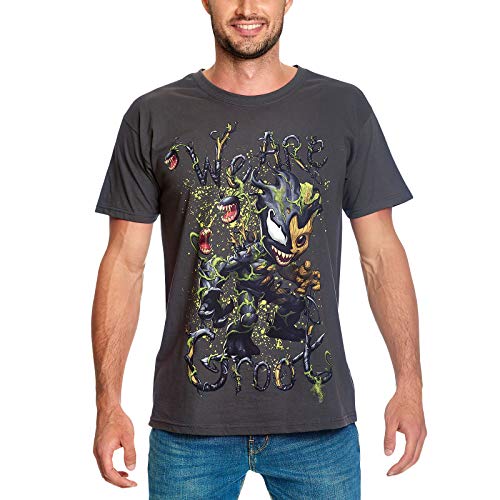 Bravado Camiseta de los Guardianes de la Galaxia Hombre Groot Venomizado Algodón Gris - M