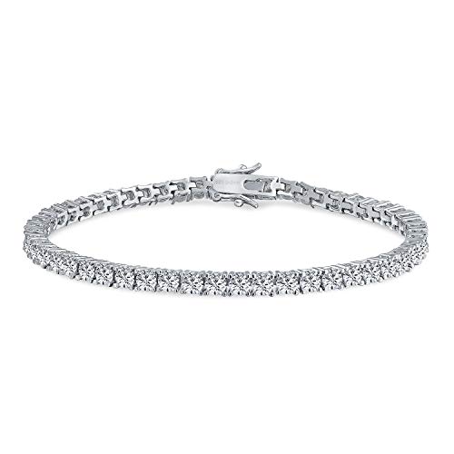 Bridal 9Ct Zirconia Cúbico Simple Delgada Punta Redonda Juego De AAA CZ Solitario Pulsera De Tenis Para Mujer 925