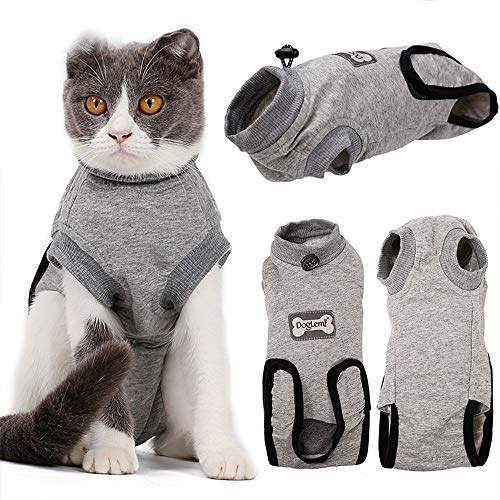 BVAGSS Traje de Recuperación Anti-mordida E Algodón Alternativo Camisa para Gatos y Perros, heridas y Enfermedades de la Piel en Interiores XH008 (XS, Grey)