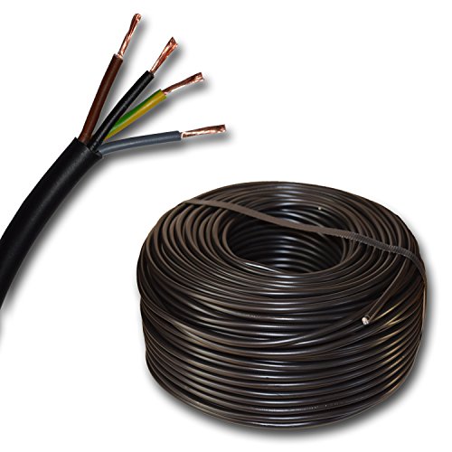 Cable de plástico para manguera, redondo, cable LED H03VV-F 4 x 0,75 mm2 (mm2) 4G0,75 – Color: Negro 10 m/15 m/20 m/25 m/30 m/35 m/40 m/45 m/50 m/55 m/60 m, etc. hasta 250 m en 5 metros