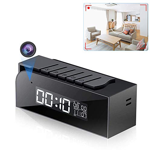 Cámara con Reloj WiFi, Microcámara HD 1080P con 33FT Automático y Reloj de Vsión Nocturna Cámara de Apoyo de Detección de Movimiento y Vídeo en Tiempo Real para el Hogar y la Oficina