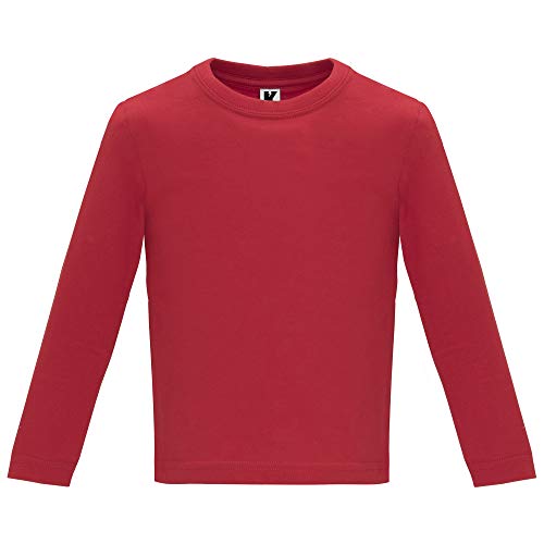 Camiseta de Colores con Manga Larga para Bebés - Prenda de algodón 100%, cómoda, Suave, cálida y Tacto Agradable (Rojo, 12M)