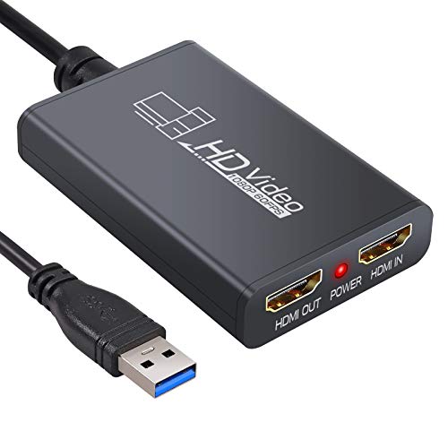 CAMWAY USB3.0 Tarjeta de captura HDMI con Loop Out y Mic Entrada de audio en vivo Video Captura Juego Captura Soporte Full HD1080P 60HZ Mac OS Youtube PS3PS4 Xbox Wii Nintendo