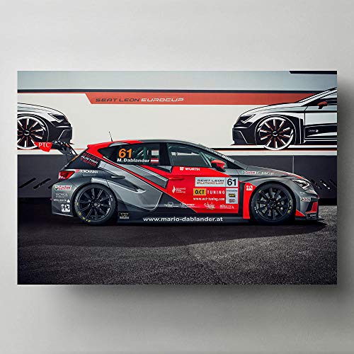 caomei Carteles de superdeportivos Seat Leon Cup Rally Race Racing Sport Wallpaper Imagen Impresa en Lienzo Pinturas Arte de la Pared Home Living Room Decor-24x32 Pulgadas sin Marco