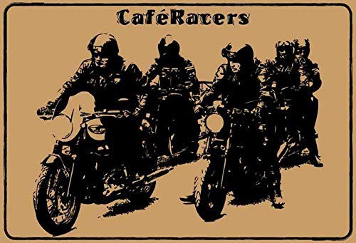 Cartel de chapa NWFS FS para moto Cafe Racers, color beis, metal lacado, 20 x 30 cm