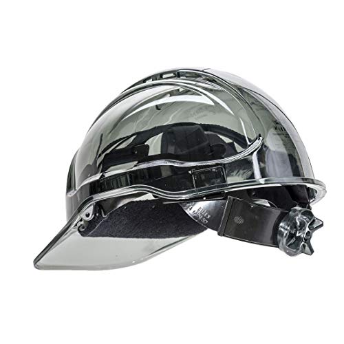 Casco traslúcido de visera con trinquete Portwest PV64SKR, serie PV64, resistente, regular, color gris humo