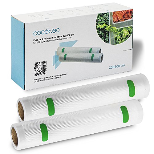 Cecotec Rollos Gofrados Set de 2 Rollos Medianos 20 x 600 cm. Superficie gofrada, BPA Free