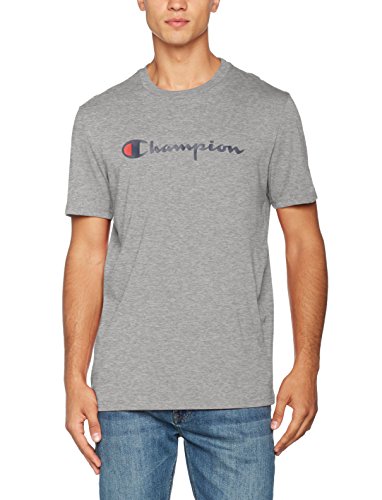 Champion Hombre - Camiseta Classic Logo - Gris, S