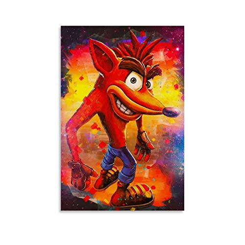 chaojia Póster de Crash Bandicoot y arte de pared, impresión moderna, para decoración de dormitorio familiar, 20 x 30 cm