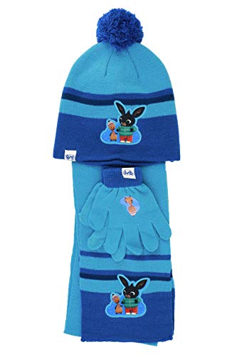 Characters Cartoons – Juego de 3 gorras, guantes y bufanda o braga para el cuello, 44 Gatos Bing Frozen Harry Potter Ladybug LOL Surprise Super Zings Bing Azzurro 1444 Talla única