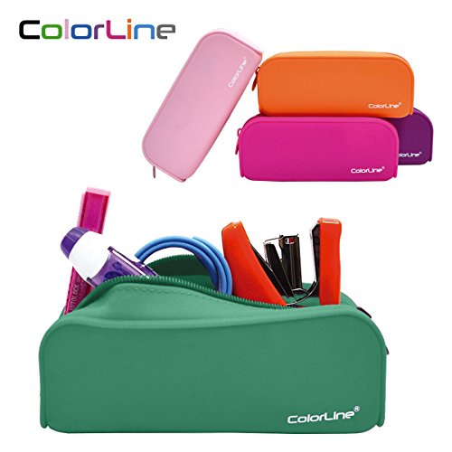 Colorline 58111 - Portatodo de Silicona con Tacto Ultra Soft de Alta Resistencia, Estuche Multiuso para Viaje, Material Escolar, Neceser y Accesorios. Color Verde Oscuro, Medidas 18 x 7 x 5 cm