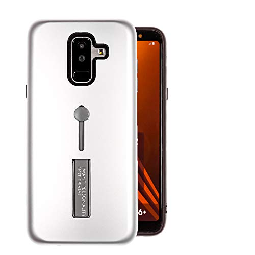 COOVY® Funda para Samsung Galaxy A6 + Plus SM-A605 / SM-A605F/DS (Model 2018) Doble Capa de silicio TPU y plástico, extrafuerte, una función de sujeción con u n Dedo de la Correa | Color Lata