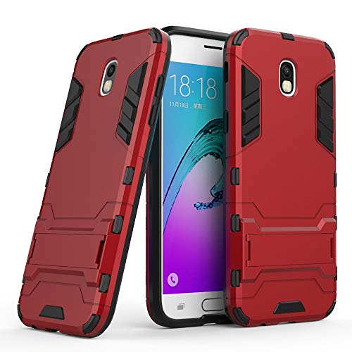 COOVY® Funda para Samsung Galaxy J5 SM-J530 / SM-J530F/DS (Model 2017) / J5 Pro de plástico y Silicona TPU, extrafuerte, con protección contra Golpes, Funda con función Atril | Rojo