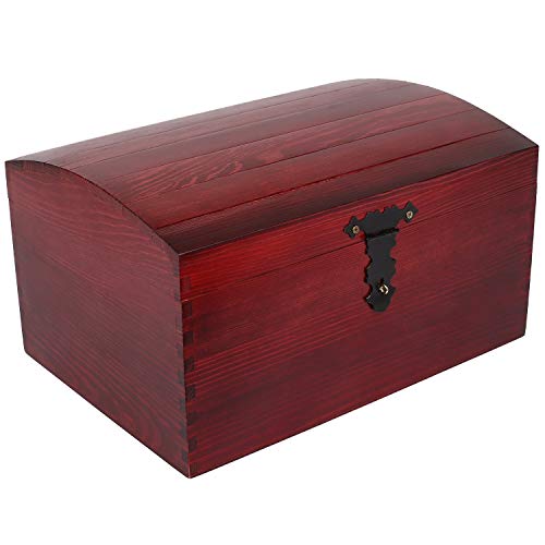 Creative Deco Rojo Grande Cofre Caja Madera | 34,5 x 25 x 19,2 cm | con Cierre de Metal y Tapa Redondeada | Decoración Decoupage Almacenaje de Documentos Objetos de Valor Juguetes