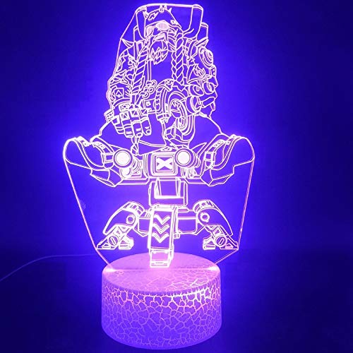 Creativo mecánico god of war 3d lámpara lámpara de mesa pequeña decoración de la sala de estar luz de noche led es el mejor regalo para amigos con base agrietada