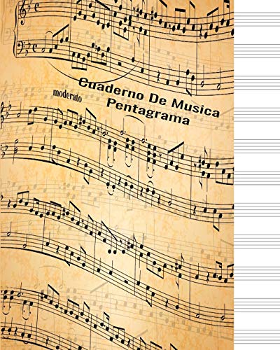 Cuaderno De Musica Pentagrama: Cuaderno de pentagramas, libreta de musica, 12 pentagramas por pagina, 60 páginas, Tamaño 20,32 x 25,4 cm.