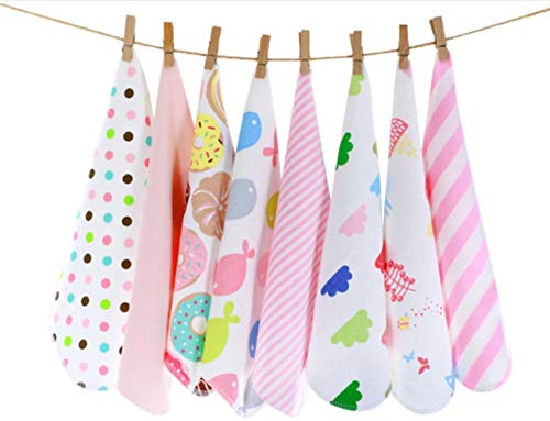 CuteOn Paquete de 8 Súper Suave Bebé Washcloth Alimentación Limpiar Paño para Recién nacido Chicos & Chicas Rosado Gato