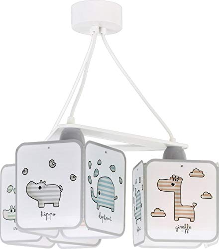 Dalber Little Lámpara Infantil de Techo de 3 Luces Baby Zoo Animales, 60 W, Multicolor