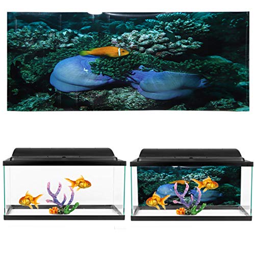 Decoración del tanque de peces Fondo marino Patrón de pez amarillo Tanques de peces Papel tapiz PVC Pegable para acuario Paisaje Varios tamaños para vida(61 * 30cm)