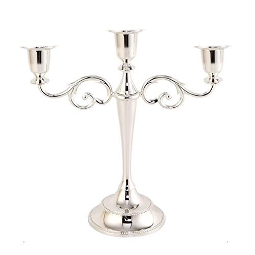 Decoraciones de escritorio Candelabro de metal con 3 armas, palmatoria de la vendimia for el hogar con velas cena decoración de la boda del acontecimiento del partido (oro) Estar decoración Adornos