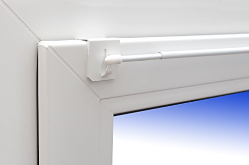 Dekohaken24 - Barra para cortinas Florida extraíble de 60-80 cm y 1 par de enganches universales para la parte superior de la ventana, color blanco