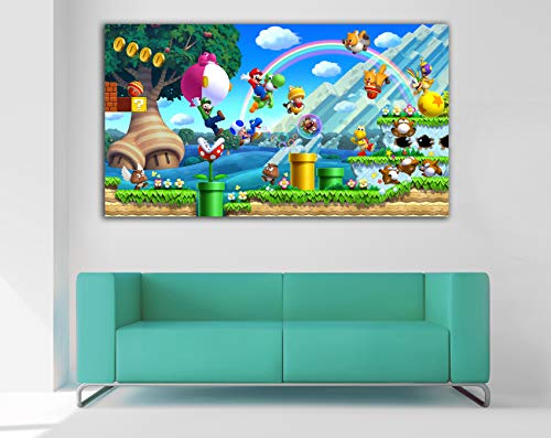 Desconocido Cuadro Lienzo Super Mario Bros 3D Worlds – Varias Medidas - Lienzo de Tela Bastidor de Madera de 3 cm - Impresion en Alta resolucion (80, 44)