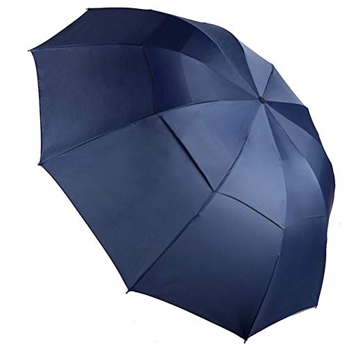 DFSDG Grandes Mujeres Plegables Paraguas Lluvia Hombres Doble Capa Grande Paraguas Paraguas Impermeable Macho sombrilla para 3-4 Personas de diámetro (Color : Blue)