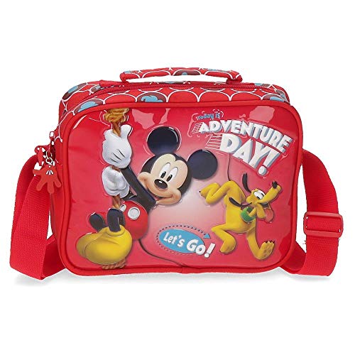 Disney Mickey Adventure Day Neceser Adaptable con Bandolera Rojo 22x17x7 cms Poliéster