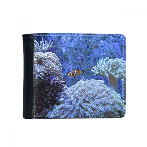 DIYthinker Ocean Coral Ciencia Pez Payaso Nature Picture Voltear Plegable de imitación de la Carpeta de Cuero de múltiples Funciones de la Tarjeta de Regalo Monedero