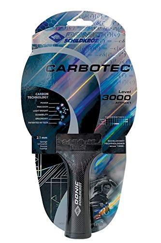 Donic-Schildkröt Raqueta de Tenis de Mesa CarboTec 3000, 50% de Carbono, Mango Cóncavo, Esponja de 2,1 mm, Almohadilla Energy-ITTF, 758214