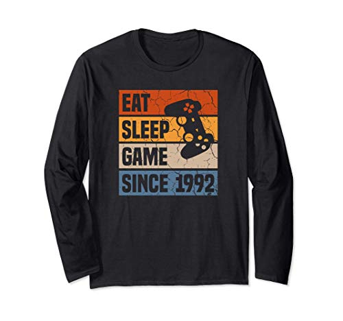 Eat Sleep Game Since 1992 29º Cumpleaños 29 Años Videojuego Manga Larga