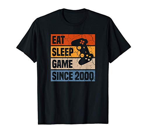 Eat Sleep Game Since 2000 21º Cumpleaños 21 Años Videojuego Camiseta
