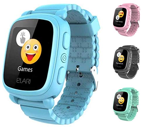 Elari 2G Reloj Inteligente Niño y Niña GPS Localizador y Llamadas Bidireccionales Audio, Chat de Voz, Botón SOS, Pantalla Táctil Grande y Brillante, Juegos KidPhone 2 (Azul)