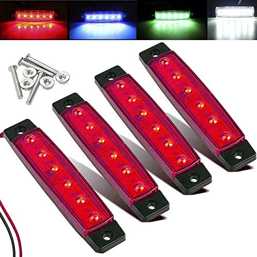 Electrely Indicadores LED Luces de Posición Laterales Delante Luz Trasera Posición Lámparas 12V para Camión de Remolque Caravana Autobús Barco Tractor Autocarava (rojo)