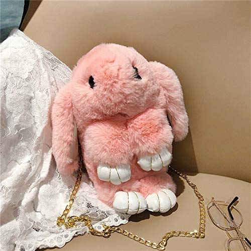 ERCZYO Ins Bolso Lindo Conejito Poco de Felpa 2020 Nueva Mujer Bandolera muñeca Conejo de Juguete Bolsa de Mensajero (Color : Shallow Pink, Size : 19X27X5CM)