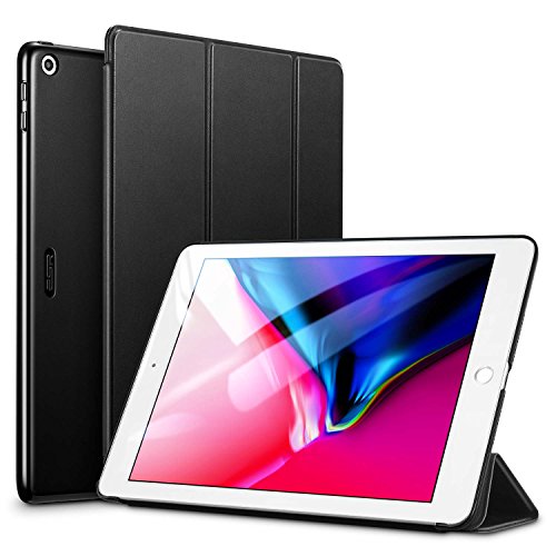 ESR Funda para iPad 2017/Nuevo iPad 2018 de 9.7" [Auto-Desbloquear] [Botones Protegidos] Función de Soporte de Cuero Sintético y Plástico Duro Smart Cover para Apple 9.7" 2017/2018-Negro