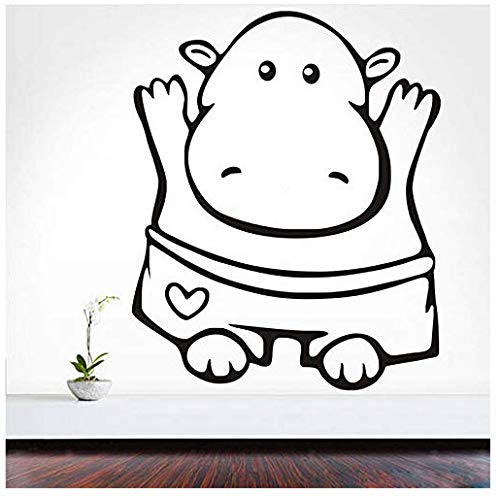 Etiqueta de la pared Desmontable Hipopótamo de Dibujos Animados 3D Animal Lindo Tatuajes de Pared Kinder Arte de la Pared Niños Dormitorio Decoración Del Hogar 36X44 CM