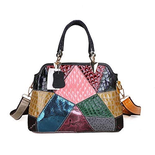 Eysee Bolso de mano de piel para mujer, bolso de hombro con asa superior, 29 cm de largo x 22 cm de alto x 11 cm de ancho, multicolor