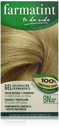 Farmatint Gel 9N Rubio Miel | Color Natural y Duradero | Componentes Vegetales y Aceites Naturales | sin Amoníaco | Sin Parabenos | Dermatológicamente Testado