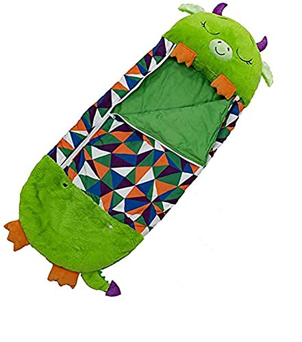 Fazeer Happy Nappers Play Almohada Saco de Dormir Almohada para niños Suave Plegable Saco de Dormir de Animales para niños Happy Napper para Navidad-Green1