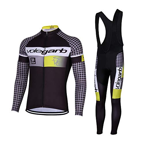 Feilaxleer Ropa Ciclismo Térmico Invierno para Hombre y Mujer - Ciclismo Maillot MTB de Manga Larga de Lana y Culotte Pantalones Acolchado 3D (Punto,L)