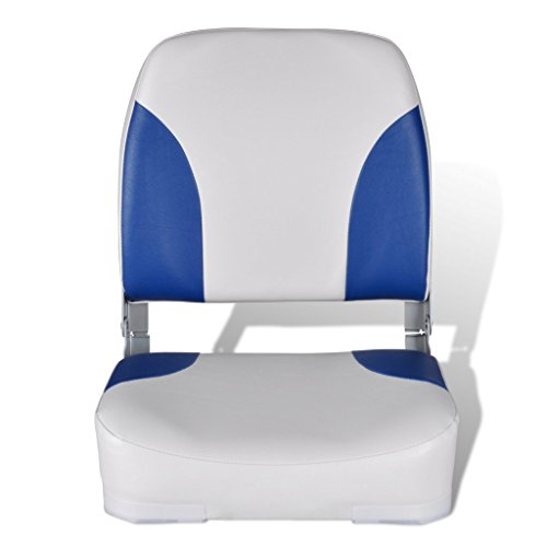 Festnight Asiento de Barco con Respaldo Plegable Almohada Color de Azul y Blanco Material de PU/PVC