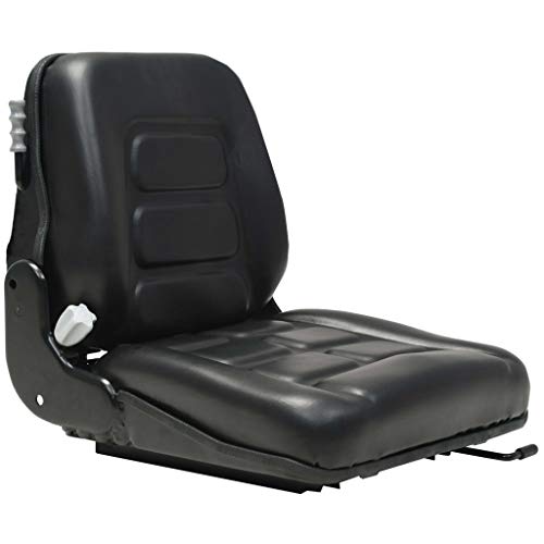 Festnight- Asiento de Elevadora Asiento para Tractor con Suspensión y Respaldo Negro