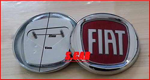 Fiat - Logo con escudo, insignia, rojo, de 85 mm, trasero