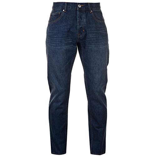 Firetrap - Vaqueros para hombre, algodón, aspecto ligeramente desgastado multicolor Oscuro Lavado 32W x normal