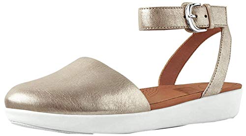 Fitflop Cova Closed-Toe Sandals - Metallic Leather Colour: Metallic Si