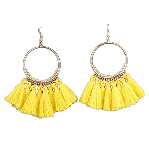 forbestest 1 Par Señoras de Las Mujeres Étnicas Bohemia Caída Cuelga Cuerda Larga Fringe Pendientes Chica Borla Pendientes de Dama Moda Bohe Color de la joyería