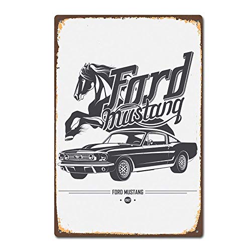 Ford Mustang Póster de Pared Metal Creativo Placa Decorativa Cartel de Chapa Placas Vintage Decoración Pared Arte para Carretera Bar Café Tienda